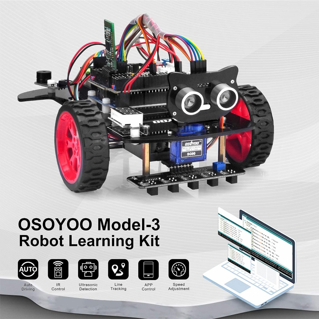 Kit de démarrage de voiture robot OSOYOO V2.1 pour modèle débutant Arduino  : 2019005000