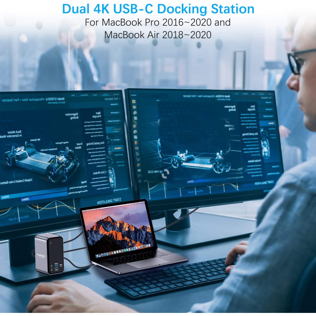 Station d'accueil USB C à double moniteur pour MacBook Pro Air, Triple  affichage 4K