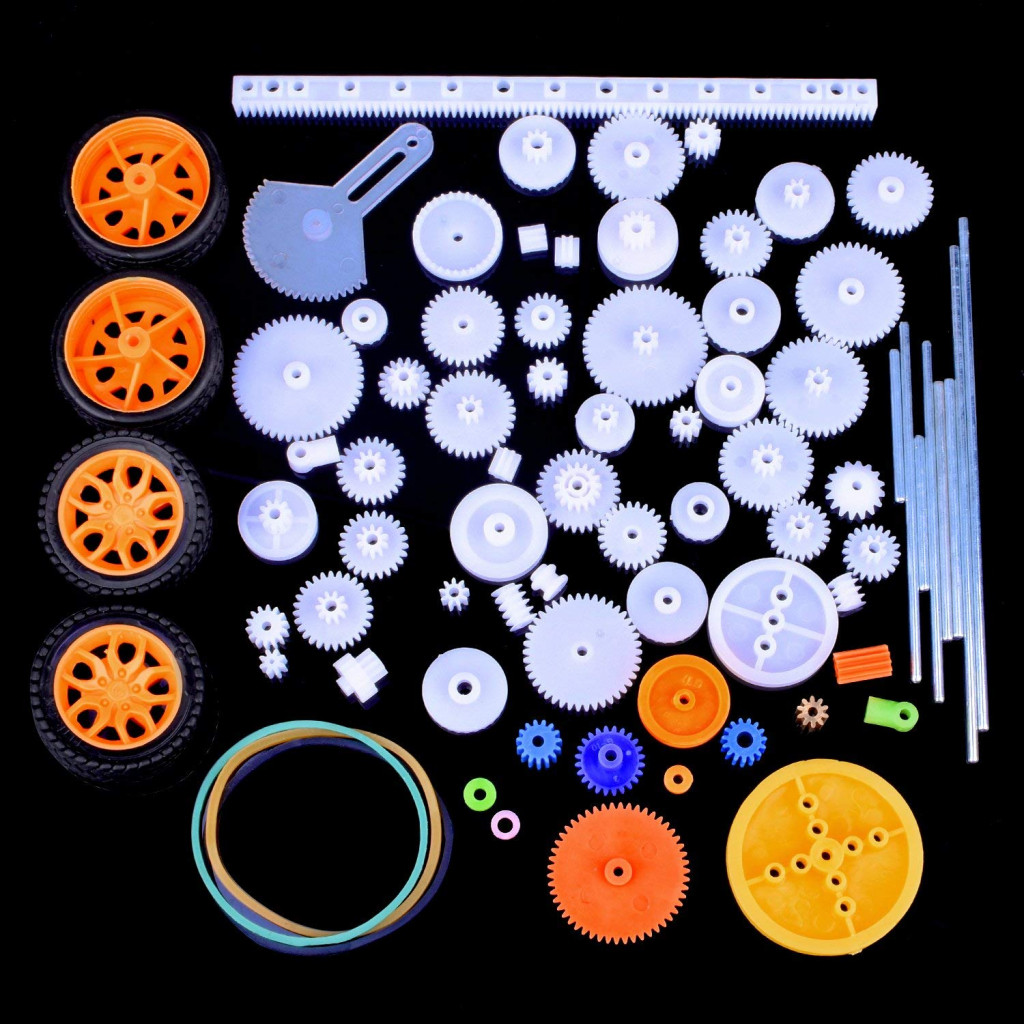 AUKUYEE 78 pièces ensemble d'engrenages en plastique avec divers engrenages  et bagues de courroie d'essieu pour projet de Robot