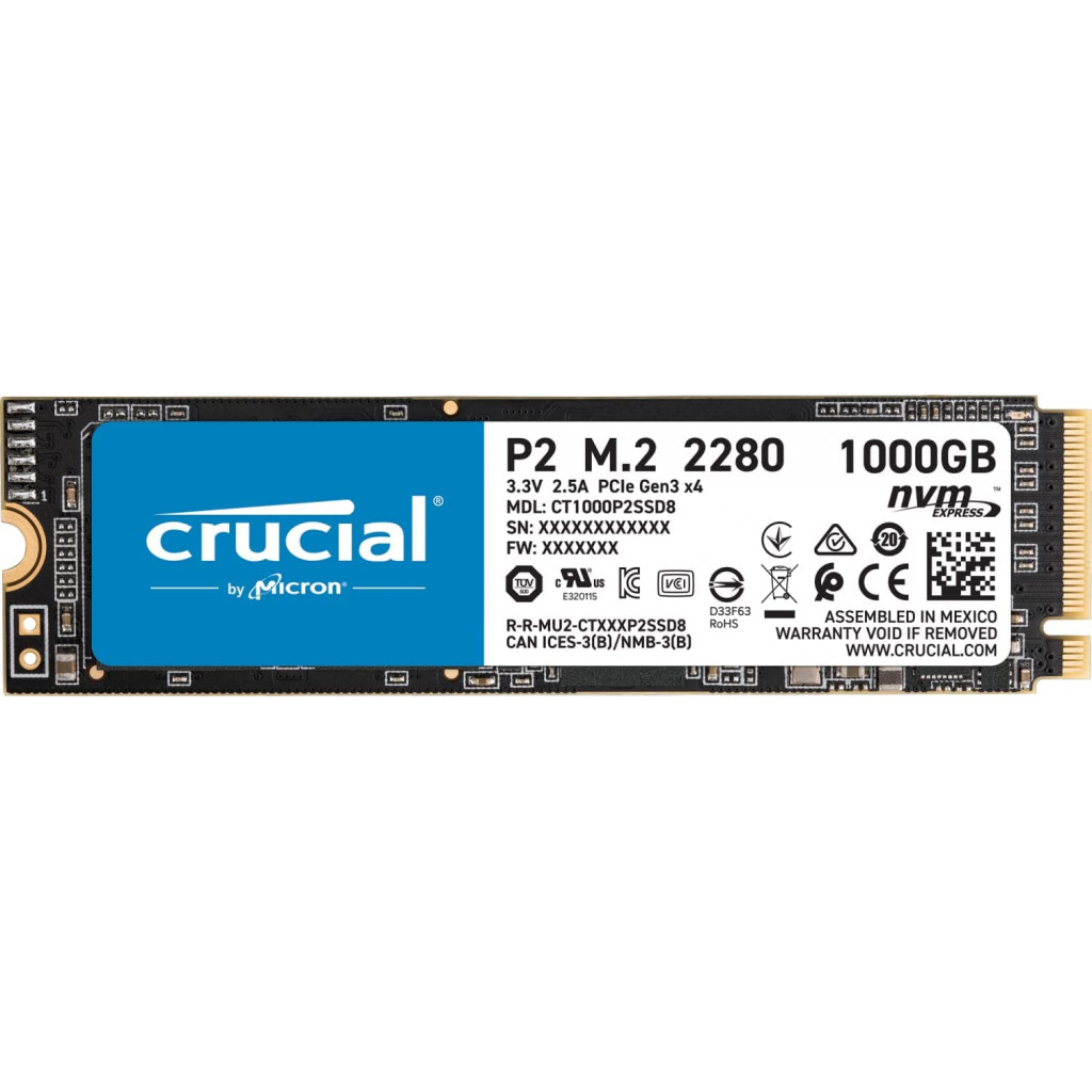 CRUCIAL SSD M2 1TB/ 1000GB P2 NVME M.2 SOLID STATE DRIVE